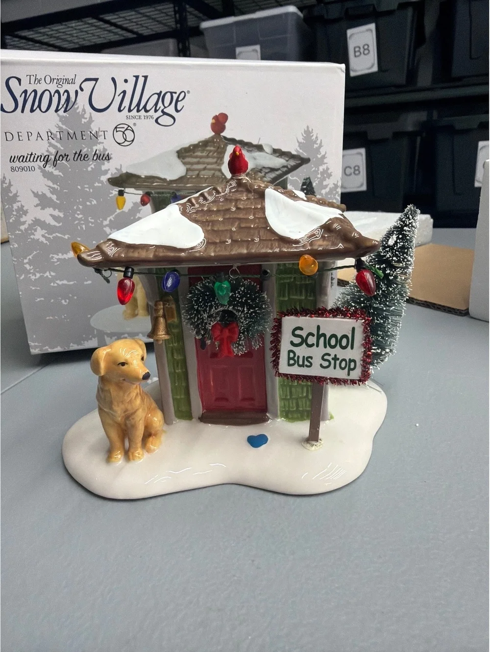 Dept 56 Snow Village Waiting for the Bus Labrador Retriever Accessory 809010